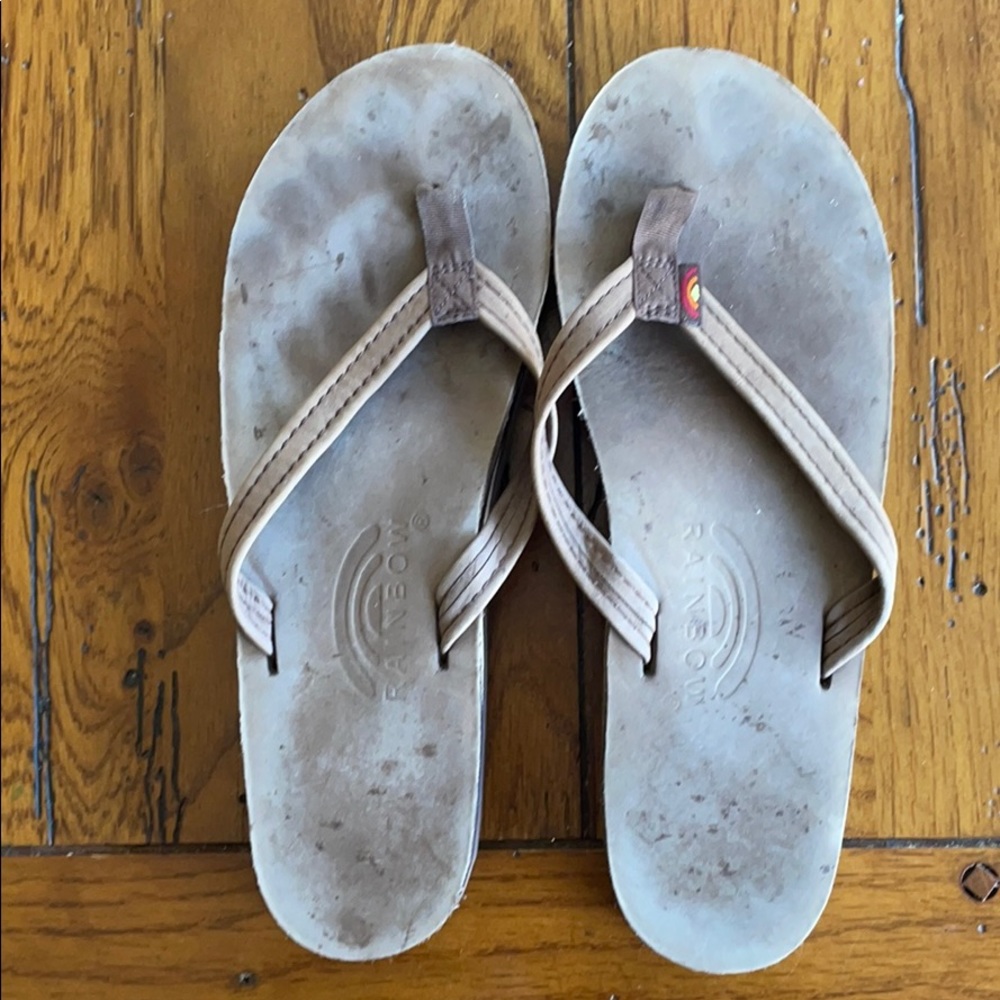 Rainbow flip flops size 7